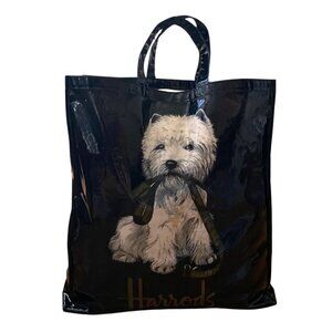 Harrods dog tote bag Knightsbridge vintage, black,  Westie dog